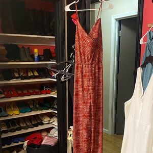 SHEIN Red Multi-Color Textured Jumpsuit